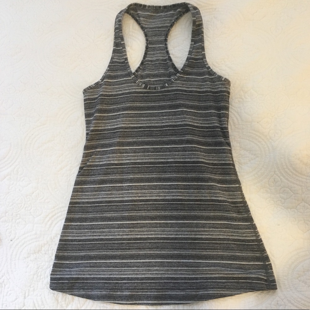 Grey and White Stripe Lululemon Tank Top